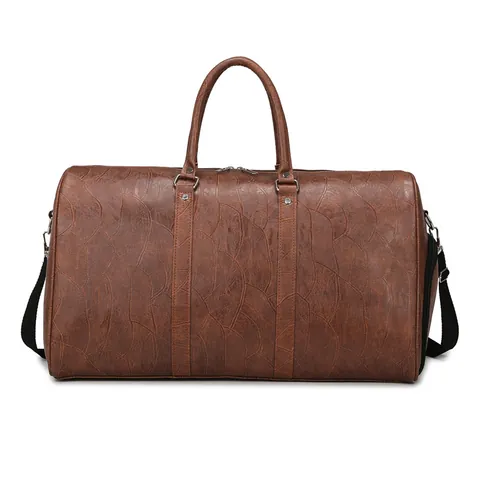 Large Capacity Vintage PU Leather Travel Duffel Bag For Women Men With Independent Shoe Compartment Dry Wet Separation