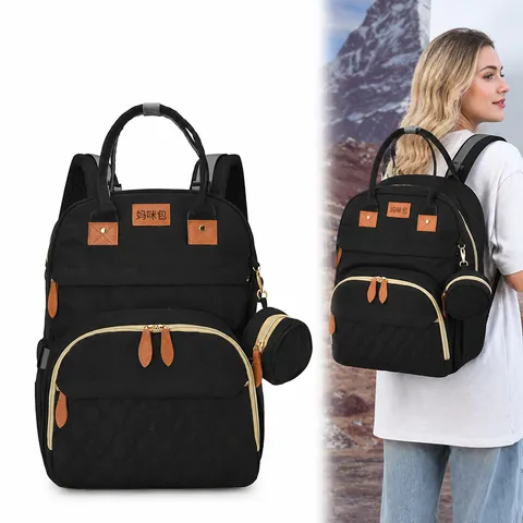 Wasserdichte Wickeltasche Rucksack Mit Großer Kapazität Multifunktions Oxford Stoff Reisetasche Mit USB-Anschluss Und Isolierten Taschen