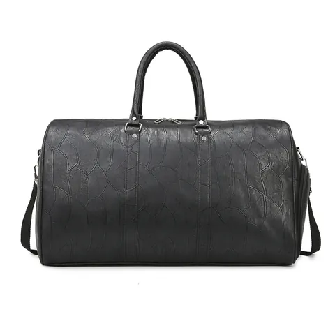 Large Capacity Vintage PU Leather Travel Duffel Bag For Women Men With Independent Shoe Compartment Dry Wet Separation