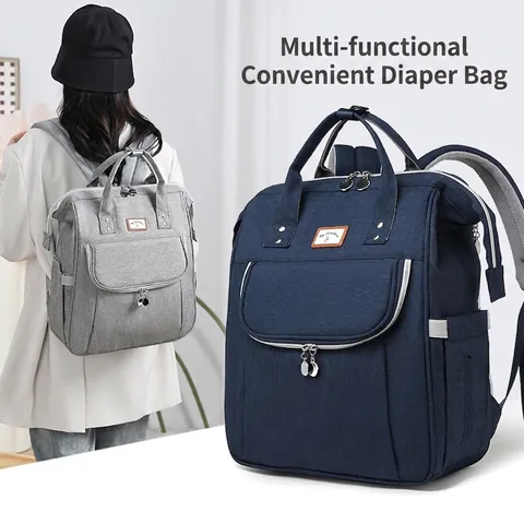 Mochila de Pañales Multifuncional de Gran Capacidad Impermeable Bolso de Viaje para Mamá y Bebé con Bolsillos Aislados