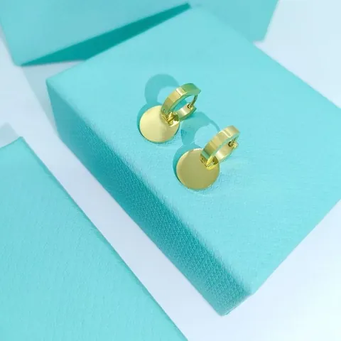 Minimalisti Orecchini a Cerchio in Acciaio Inossidabile a Cuore e Tondi Donna Oro Argento Placcati Gioielli Geometrici Regalo