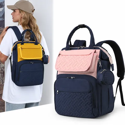 Large Capacity Diaper Bag Backpack Waterproof Oxford Mommy Bag With USB Port Changing Pad And Pacifier Pouch For Women Travel