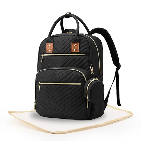 Zaino Fasciatoio Trapuntato di Grande Capacità per Donna Impermeabile in Tessuto Oxford Mummy Bag Con Tasca Isolata E Fasciatoio