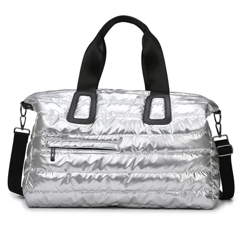 Large Capacity Quilted Gym Bag Waterproof Dry Wet Separation Travel Duffel Metallic Lightweight Yoga Swimming Bag For Women Men