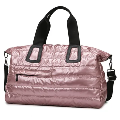 Large Capacity Quilted Gym Bag Waterproof Dry Wet Separation Travel Duffel Metallic Lightweight Yoga Swimming Bag For Women Men