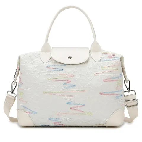 Large Capacity Travel Bag Waterproof Canvas Fitness Bag With Embroidery Wave Pattern Shoulder Bag For Women Handbag