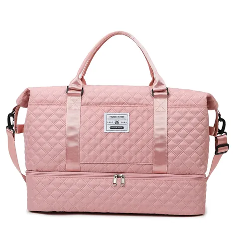 Borsa da Viaggio Trapuntata Grande Capacità per Uomo Donna Impermeabile Palestra Sport Duffel Bag Con Scomparto Scarpe Separazione Secco Umido