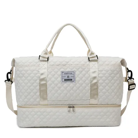 Borsa da Viaggio Trapuntata Grande Capacità per Uomo Donna Impermeabile Palestra Sport Duffel Bag Con Scomparto Scarpe Separazione Secco Umido