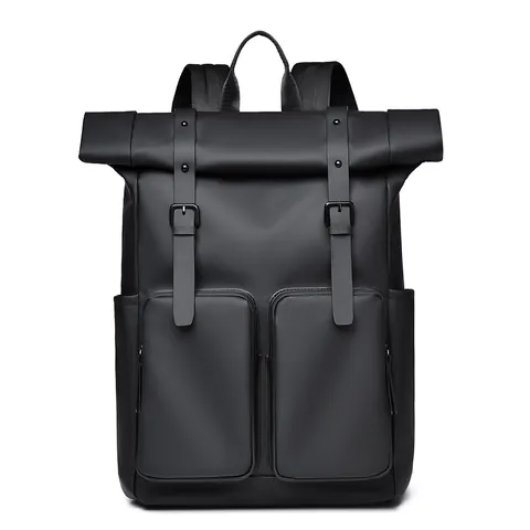 Minimalist Roll Top Backpack Waterproof Nylon Large Capacity Travel Rucksack For Men Women Casual Daypack Industrial Style