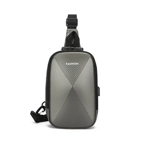 Borsa da Petto Antifurto da Uomo Con Lucchetto a Combinazione Porta di Ricarica USB Trama in Fibra di Carbonio Impermeabile