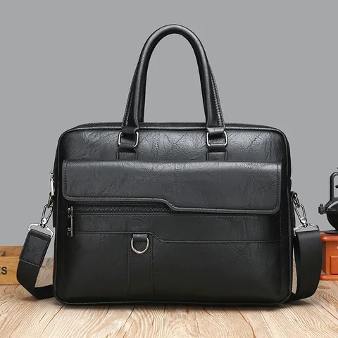 Borsa Ventiquattrore da Uomo Vintage in Pelle PU Grande Capacità Borsa a Tracolla Impermeabile Porta PC per Ufficio Lavoro
