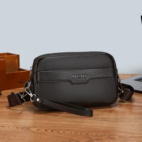 Herren Litchi Struktur PU-Leder Umhängetasche Casual Business Clutch Schultertasche Verstellbarer Riemen Wasserdichte Handtasche