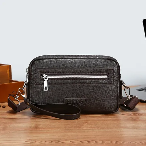 Heren Crossbodytas van PU Leer Grote Capaciteit Messenger Bag Voor Zakelijk Reizen Casual Handtas Met Rits