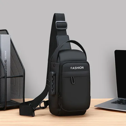 Bolso de Pecho Anti-Robo para Hombre Puerto de Carga USB Impermeable Oxford Bolso Bandolera Gran Capacidad Moda Casual Hombre