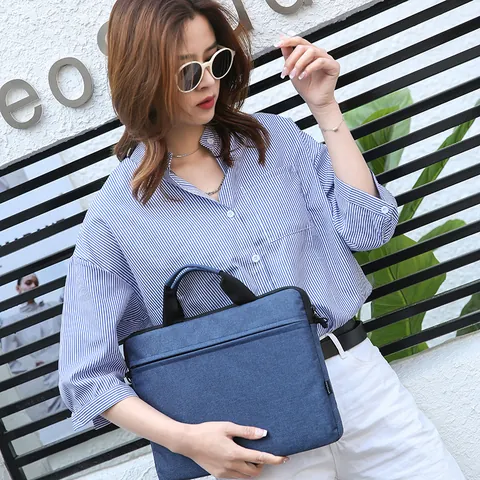 Maletín para Portátil de Tejido Oxford Impermeable Bolso de Mano Bandoulière Para 13 14 15.6 Urbano Conmutación Unisex