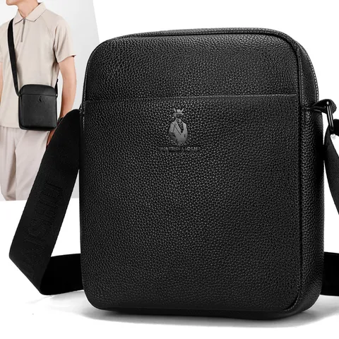 Herren Business Casual PU Leder Umhängetasche Urban Litschi Textur Schultertasche Wasserdicht Messenger Bag Für Alltag Pendeln