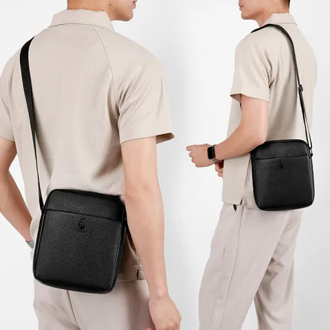 Herren Business Casual PU Leder Umhängetasche Urban Litschi Textur Schultertasche Wasserdicht Messenger Bag Für Alltag Pendeln