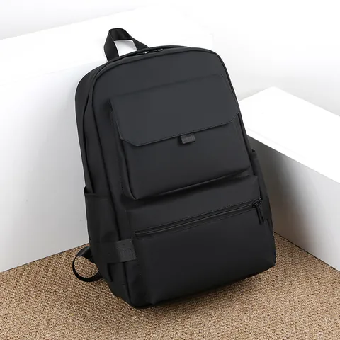 Large Capacity Business Travel Backpack Waterproof Coated Fabric Laptop Bag With Trolley Strap Multi Pocket Minimalist School Bookbag Daypack