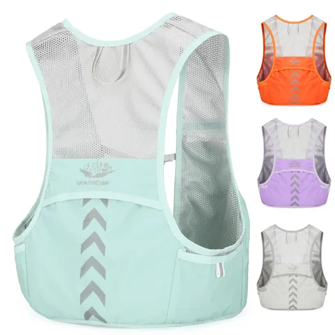 Professional Lightweight Breathable Mesh Running Vest Hydration Backpack With Reflective Strips Multi Pocket Sports Bag For Marathon Hiking Cycling