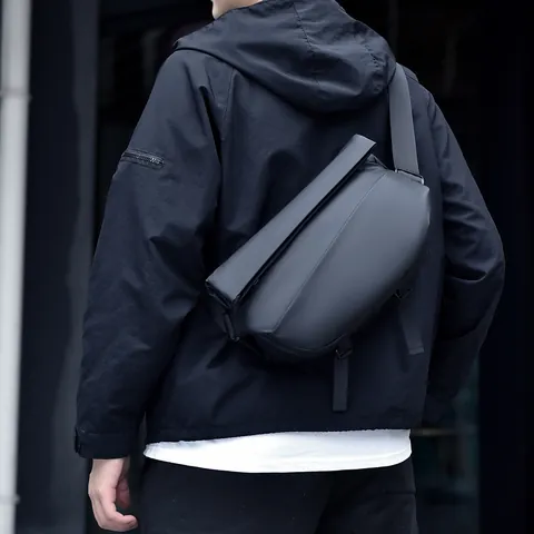 Trendy Men Urban Functional Chest Bag Waterproof Tablet Crossbody Bag Minimalist Tactical Shoulder Bag Travel Casual Daily Outdoor Bag