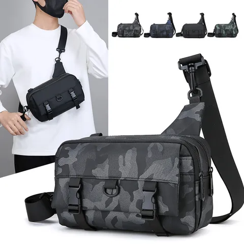 Herren Wasserdichtes PU Camouflage Brusttasche Taktische Umhängetasche Leicht Lässig Sling Pack Für Outdoor Reise Alltag