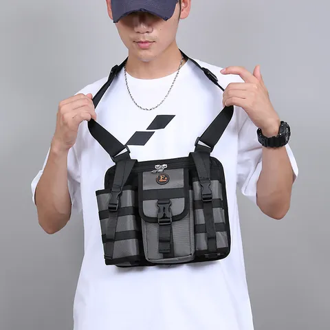 Men's Tactical Chest Bag Oxford Fabric Water Resistant Multi-Pocket Casual Shoulder Crossbody Bag For Outdoor Travel Cycling