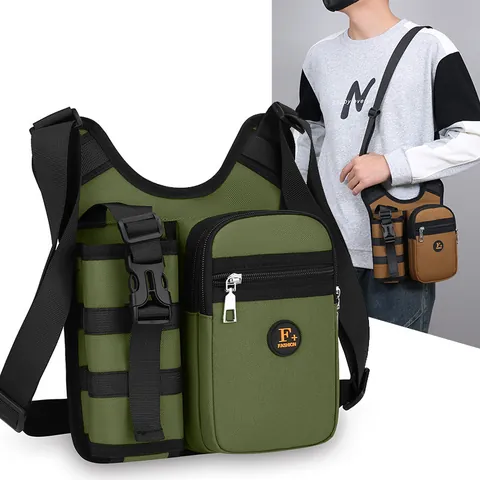 Taktische Herren Brusttasche Multifunktionale Wasserdichte Oxford Gewebe Umhängetasche Mit Wasserflaschentasche Für Outdoor Reisen