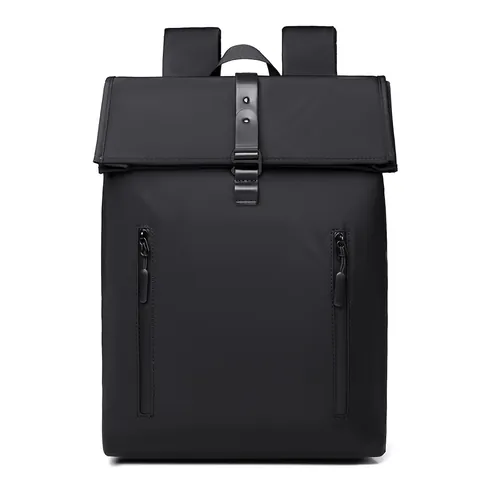 Men Business Waterproof Oxford Cloth Backpack Minimalist Roll Top Flap Design Laptop Bag Large Capacity For Commuting Travel Urban School