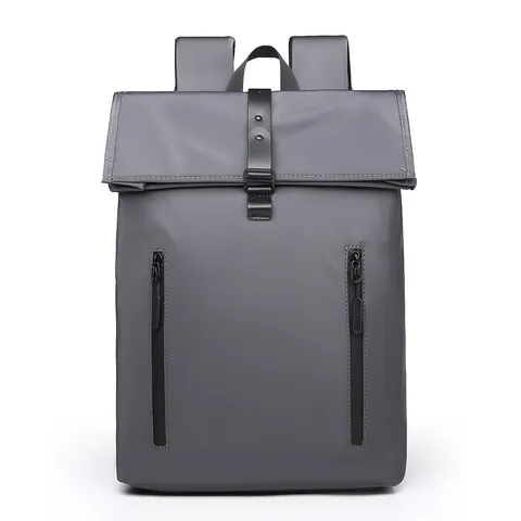 Men Business Waterproof Oxford Cloth Backpack Minimalist Roll Top Flap Design Laptop Bag Large Capacity For Commuting Travel Urban School