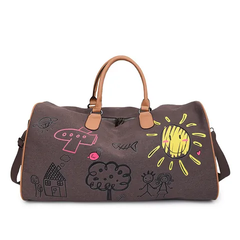 Graffiti Canvas Reistas Grote Capaciteit Duffel Bag Droog-Nat Scheiding Voor Heren Dames Weekend Gym Fitness Handtas Schoudertas