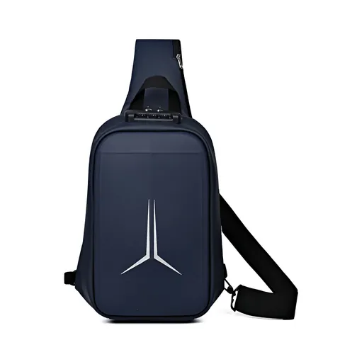 Sac de Poitrine Antivol à Coque Rigide pour Hommes Imperméable Sac Bandoulière Géométrique Sac à Dos Sling Voyage Affaires Avec Verrou à Code