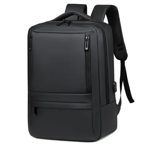 Business Laptop Backpack Waterproof USB Charging Port Travel Commuter Fits Computer Oxford Cloth Solid Color Men Women