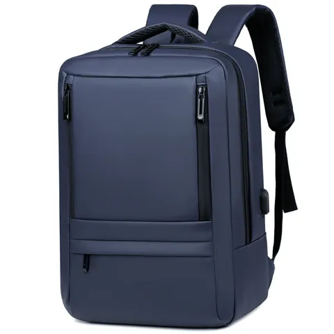 Business Laptop Backpack Waterproof USB Charging Port Travel Commuter Fits Computer Oxford Cloth Solid Color Men Women