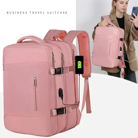 Großer Reise Rucksack Für Damen Erweiterbar Business Laptop Tasche Mit USB Ladeanschluss Wasserdichter Pendler Rucksack