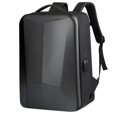 Men's Hard Shell Laptop Backpack Waterproof Geometric Anti-theft Business Travel Bag With USB Charging Port TSA Lock