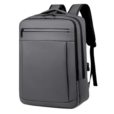 Business Waterproof Laptop Backpack For Men Large Capacity Travel Bag With USB Charging Port Fits Laptop Solid Color Commuting Bag