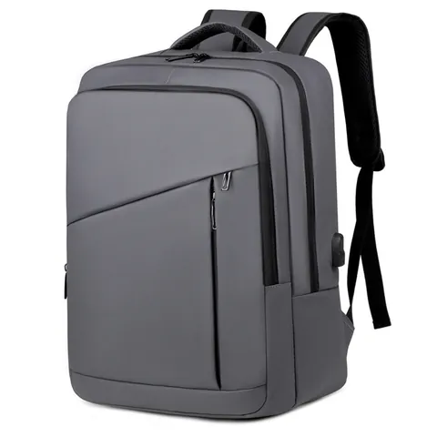 Mochila para Portátil de Negocios para Hombre Gran Capacidad Impermeable Tela Oxford Viaje Escuela Con Puerto de Carga USB Gris Negro