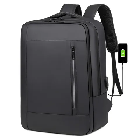 Zaino Porta PC Business Impermeabile da Uomo Grande Borsa per Computer Con Porta di Ricarica USB Zaino da Viaggio Professionale Nero Grigio