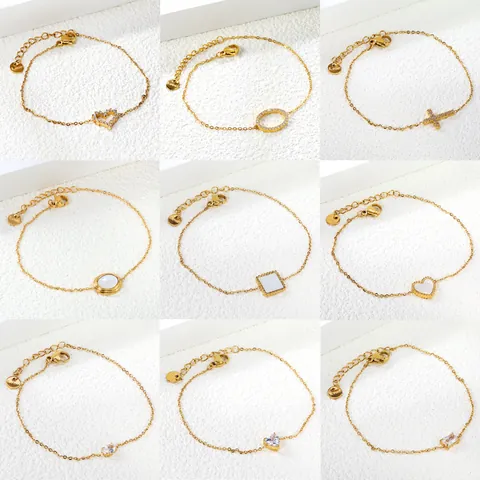 Minimalist Stainless Steel Heart Zirconia Bracelet Gold Silver Plated Elegant Fashion Jewelry For Women Gift Adjustable Fine Chain
