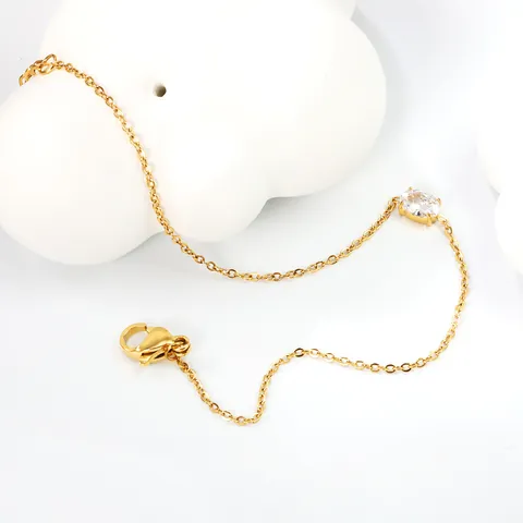 Minimalist Stainless Steel Heart Zirconia Bracelet Gold Silver Plated Elegant Fashion Jewelry For Women Gift Adjustable Fine Chain