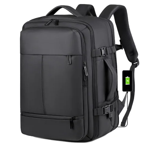 Expandable Large Capacity Travel Backpack For Men Waterproof Nylon Business Laptop Bag With USB Port And Shoe Compartment