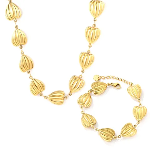 Gioielli in Acciaio Inossidabile per Donna Placcato Oro Cuore Stella Conchiglia Pendente Collana E Bracciale Accessori Moda