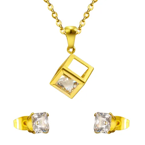 Geometrisch Edelstahl Zirkonia Halskette Und Ohrringe Hohl Wassertropfen Herz Rund Schmuck Mode Für Damen
