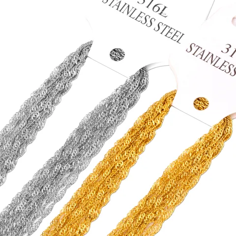 316L Stainless Steel Water Wave Chain Necklace For Women Men Gold Silver Rose Gold Black Twisted Link Chain Jewelry Gift