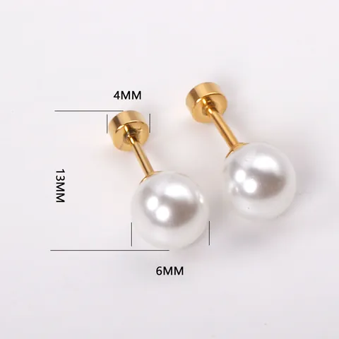 Boucles d'Oreilles Clous en Künstliche Perle d'Imitation Tige en Acier Inoxydable Bijoux Rond Or Argent pour Femme Homme Cadeau