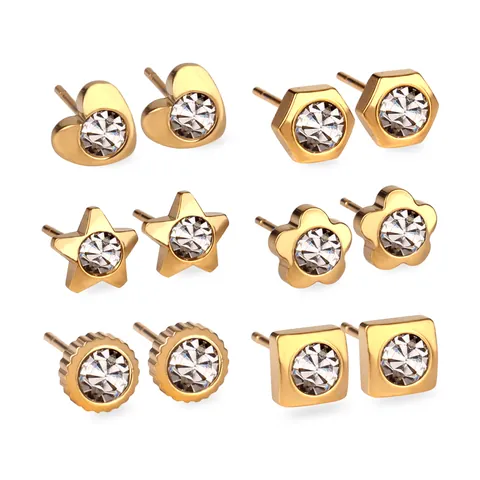 Edelstahl Ohrstecker Für Damen Herz Stern Geometrisch Blume Strass Gold Stahlfarbe Mode Schmuck Geschenk