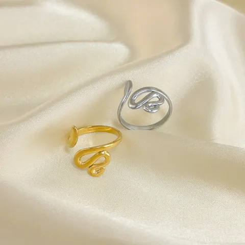 Minimalist 304 Stainless Steel Snake Open Ring For Women Men 18K PVD Gold Plated Adjustable Animal Finger Ring Jewelry Gift