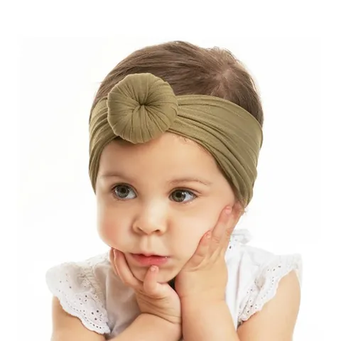 Baby Soft Nylon Headband For Infants Toddlers Kids Elastic Wide Donut Knot Ball Hairband Solid Color Hair Accessories
