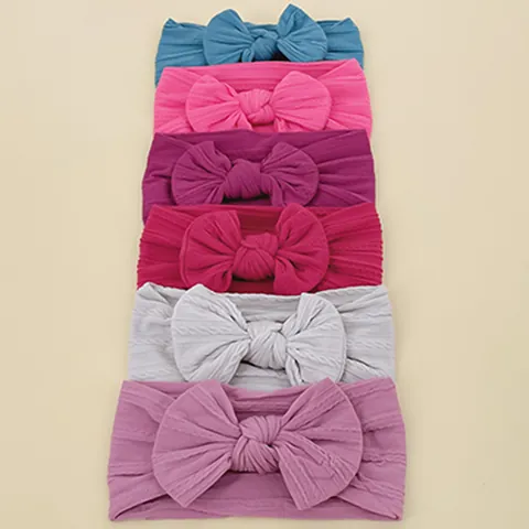 Soft Stretchy Nylon Baby Bow Headband Set For Infants Toddlers Cute Bowknot Hairbands Newborn Hair Accessories Photography Gift