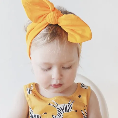 Soft Elastic Nylon Baby Headband Solid Color Rabbit Ears Bow Knot Turban For Infants Toddlers Kids Hair Accessories Headwear